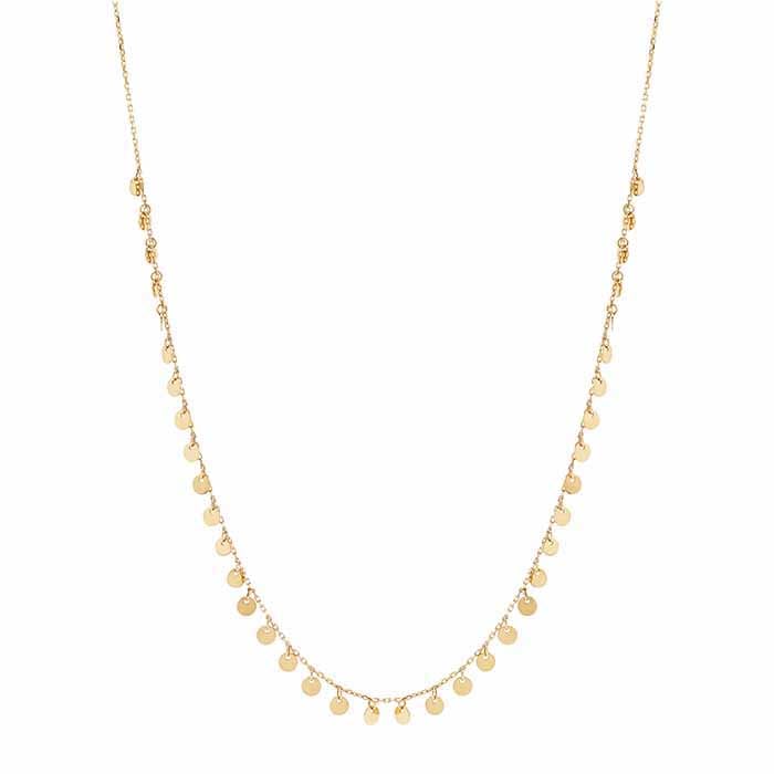 14K Yellow Gold Necklace with Round Disc Dangles