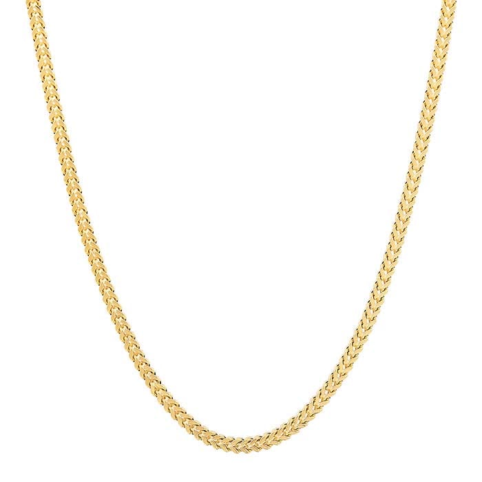 14K Yellow Gold 2.25mm Franco Chain, 22inch