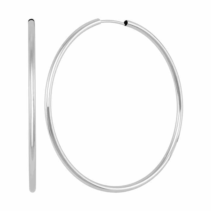 14K White Gold Endless Hoop Earrings