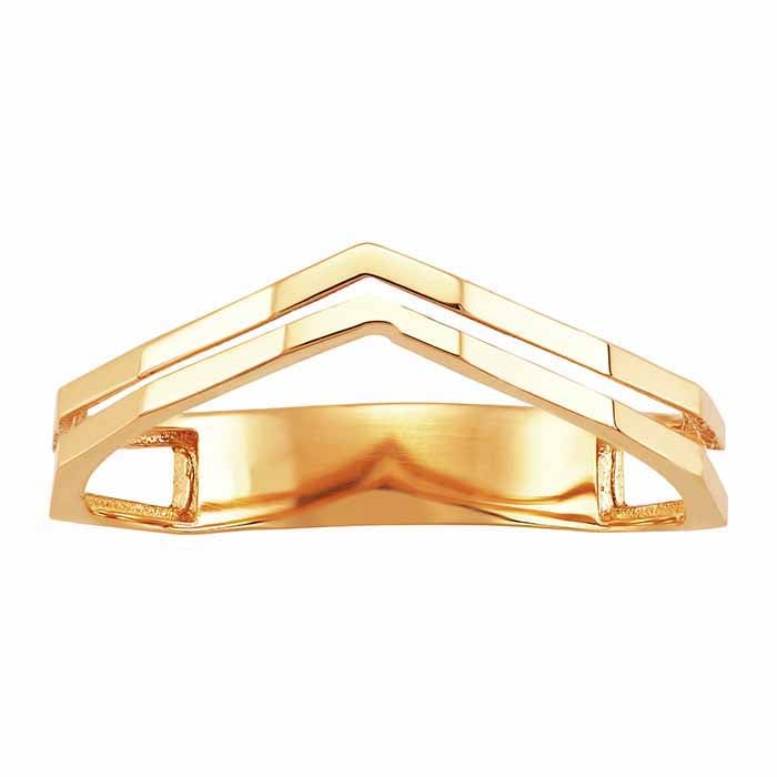 14K Yellow Gold Double Chevron Ring