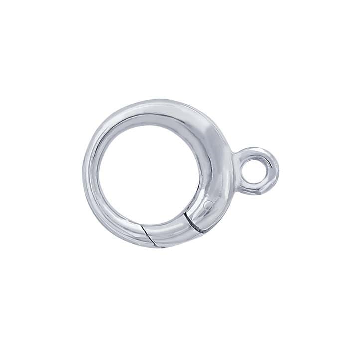 Sterling Silver Round Push Clasp with Ring
