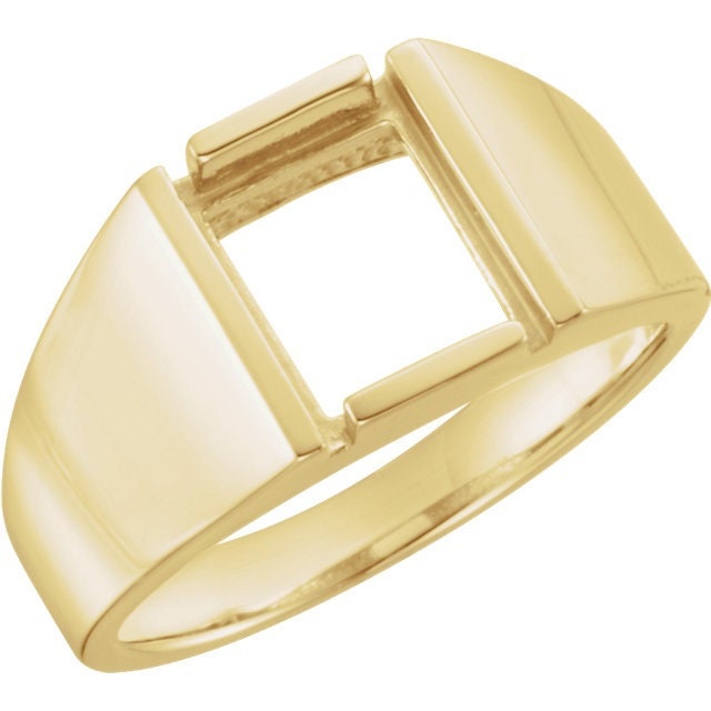 Mens Sterling Silver Ring Mounting for 8x6mm Emerald Cut Stone