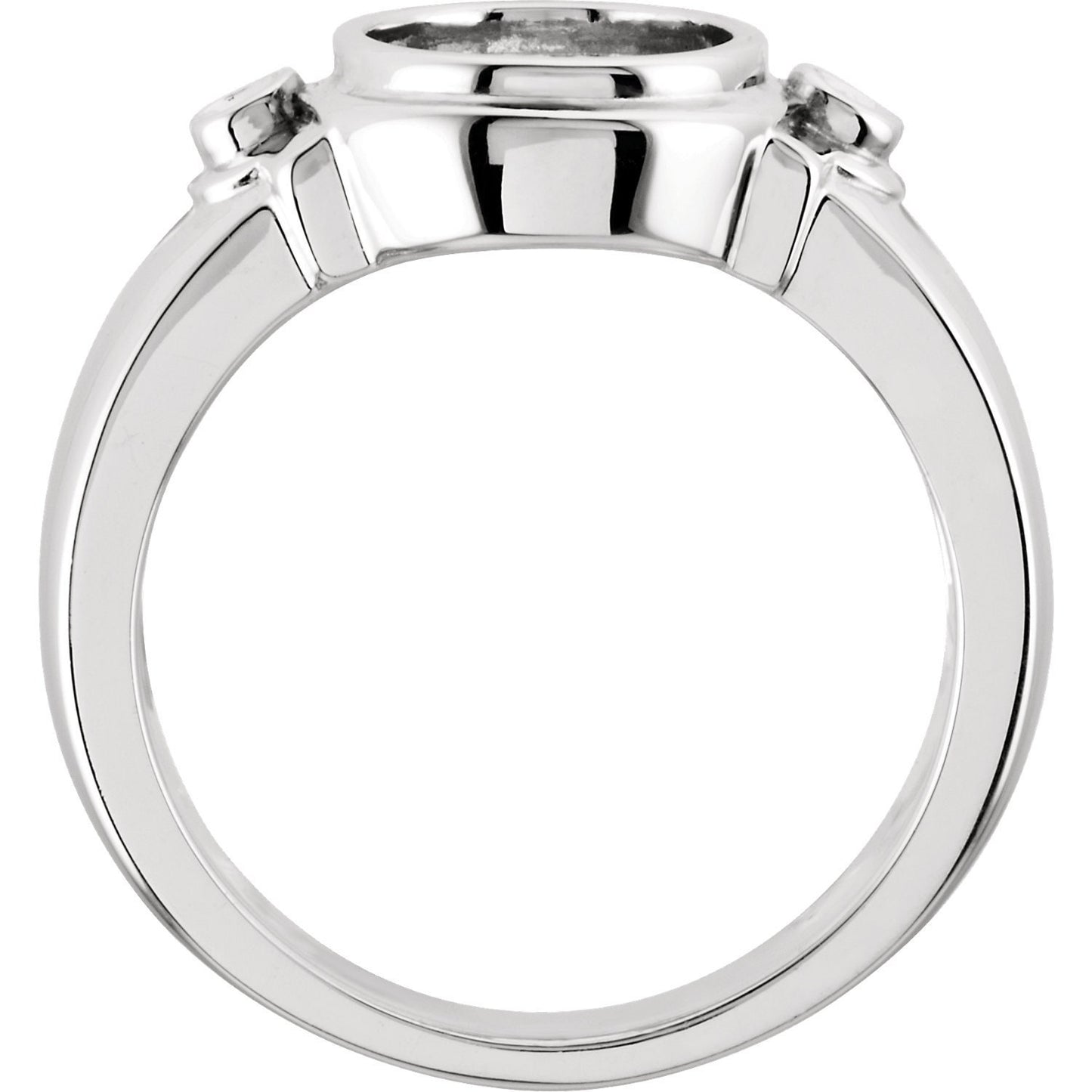 10x8 mm Oval Bezel-Set Accented Ring Mounting in Sterling Silver or 14k Gold