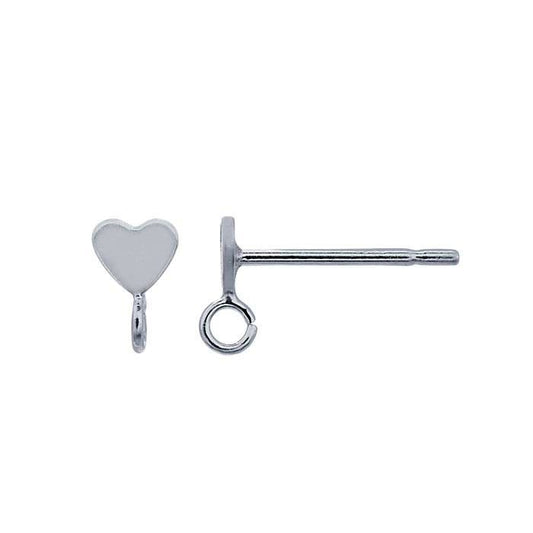 Tiny Heart Post Earring with Ring: Sterling Silver or Gold Filled