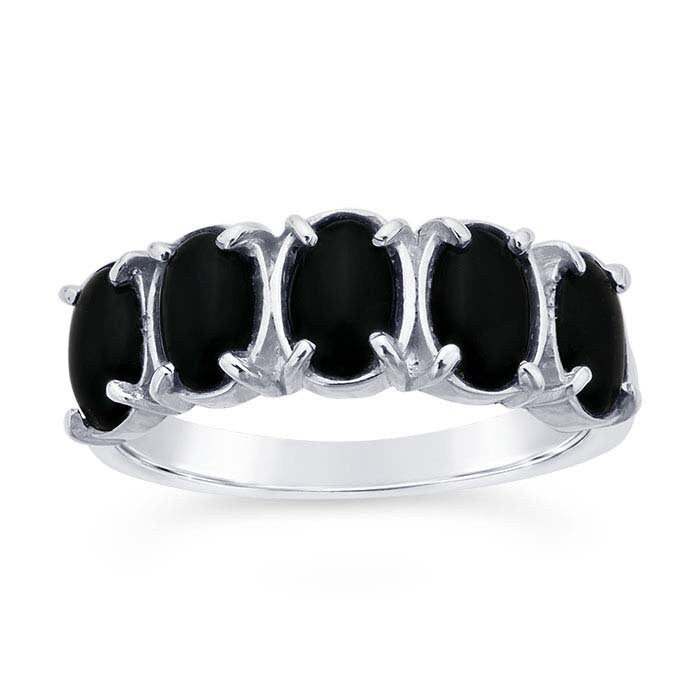 Sterling Silver Five-Stone 6 x 4mm Oval Cabochon Ring Mounting