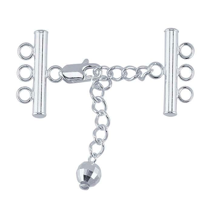 Adjustable Multi Strand Clasp, 3-strand, 925 Sterling Silver