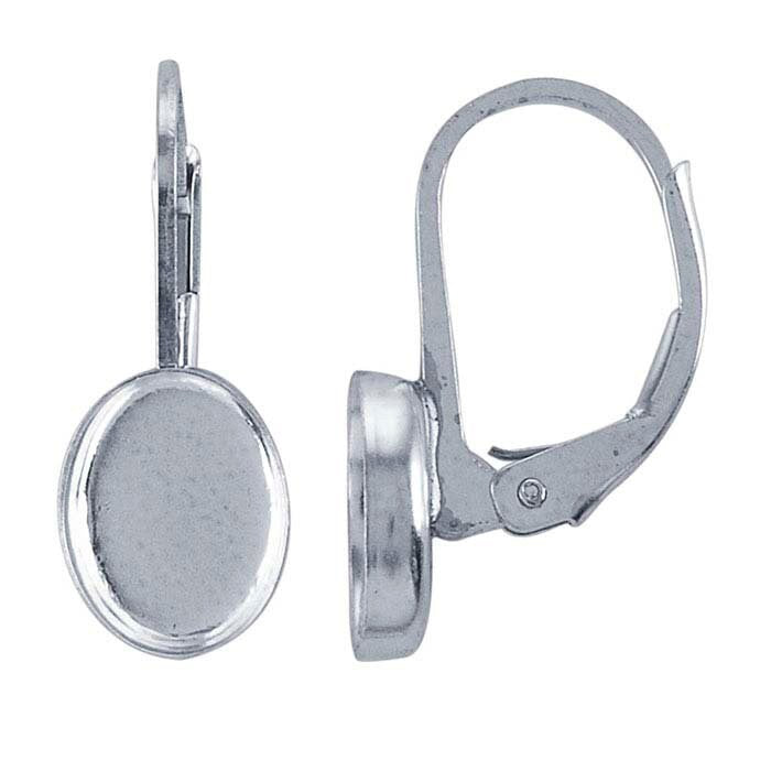 Sterling Silver Lever-Back 8 x 6mm Oval Cabochon Ear Wire Mounting