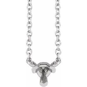 Trillion V-Prong Solitaire Necklace Center Mounting in Sterling Silver, or 14k Gold, custom also available