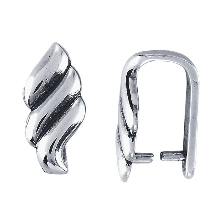 Sterling Silver Wavy Pinch Bail 8 x 4.8mm, Briolette Bail,