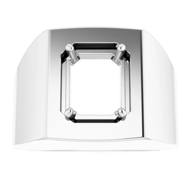 Sterling Silver Men's Ring Mounting: Customizable Emerald or Oval Stone