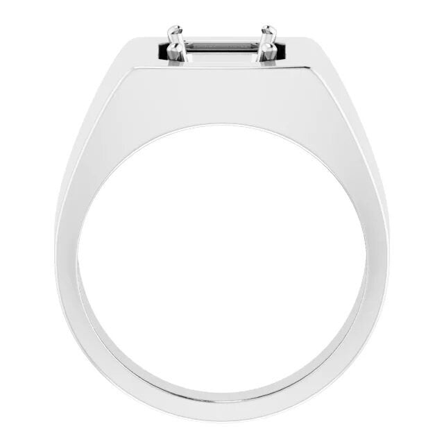 Sterling Silver Men's Ring Mounting: Customizable Emerald or Oval Stone