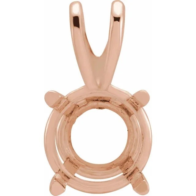 Round pre-notched basket solitaire pendant mounting, in 925 Sterling Silver or 14k Gold, choose your size and gold metal.