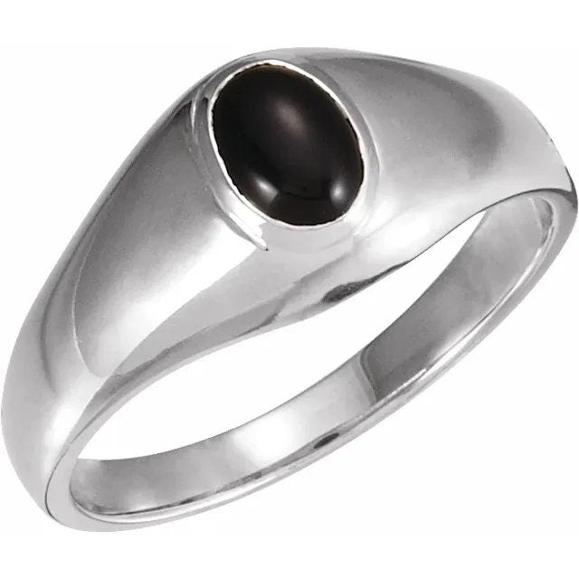 Men's Ring Oval 7x5 Bezel Mounting, available in Sterling Silver or 14k yellow or white gold,