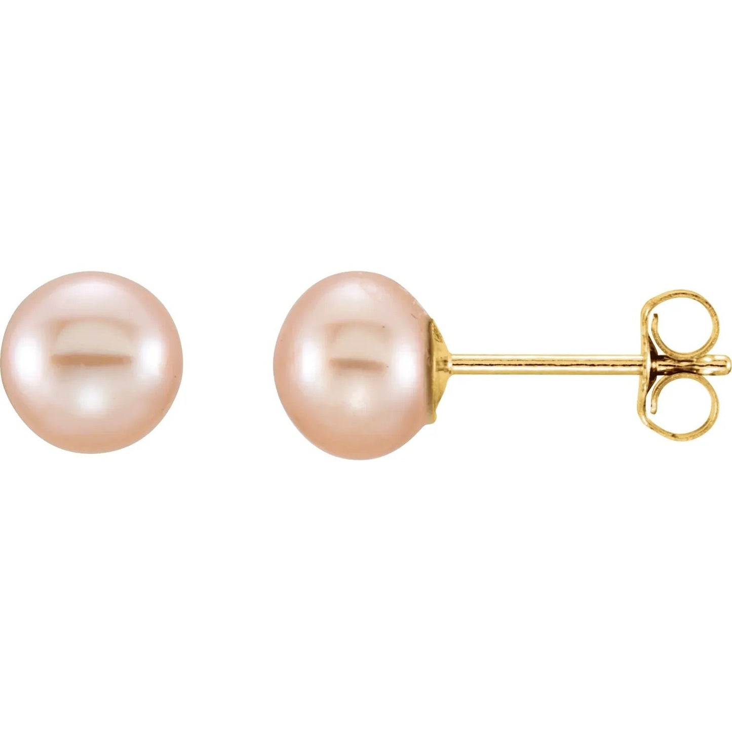 14K Yellow 5-6 mm Cultured Freshwater Pearl Earring, available in white, pink or black pearls