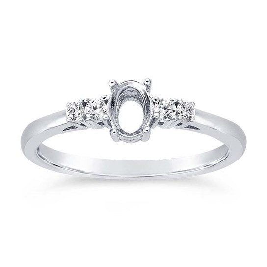 Sterling Silver Oval Semi-Mount Engagement Ring Mounting,