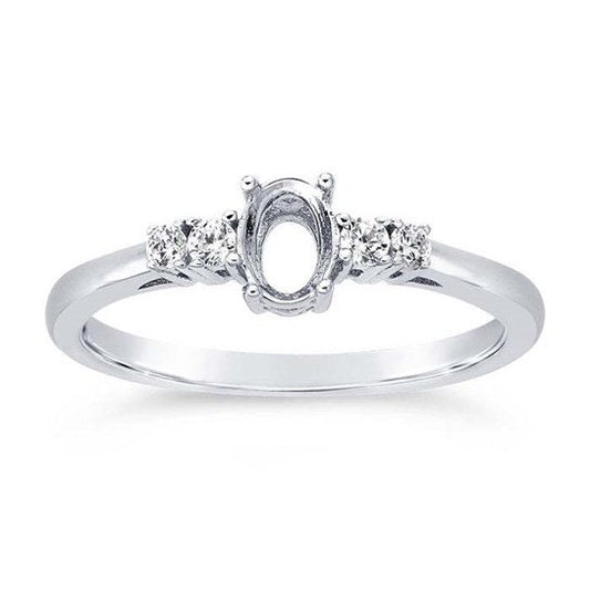 Sterling Silver Oval Semi-Mount Engagement Ring Mounting,