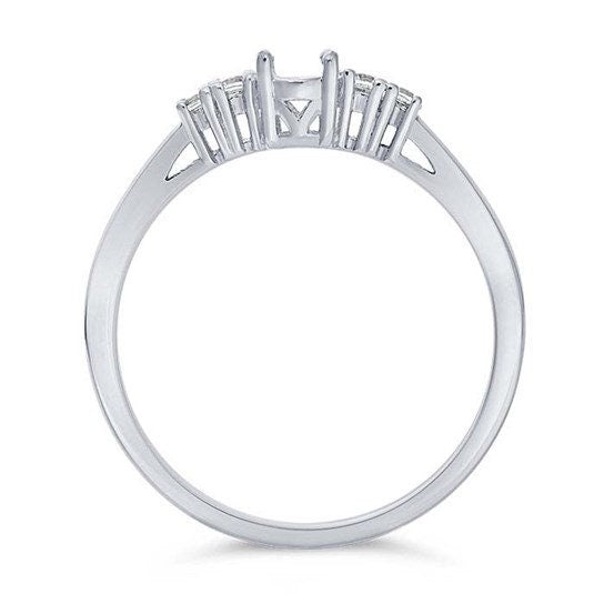 Sterling Silver Oval Semi-Mount Engagement Ring Mounting,