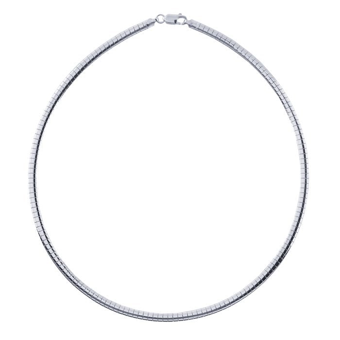 Sterling Silver Flat Omega Round Neck Chain, choose your size