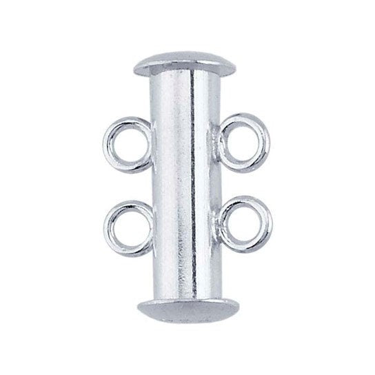 Sterling Silver Strand Tube Slide Clasp, choose 2 to 6 strands