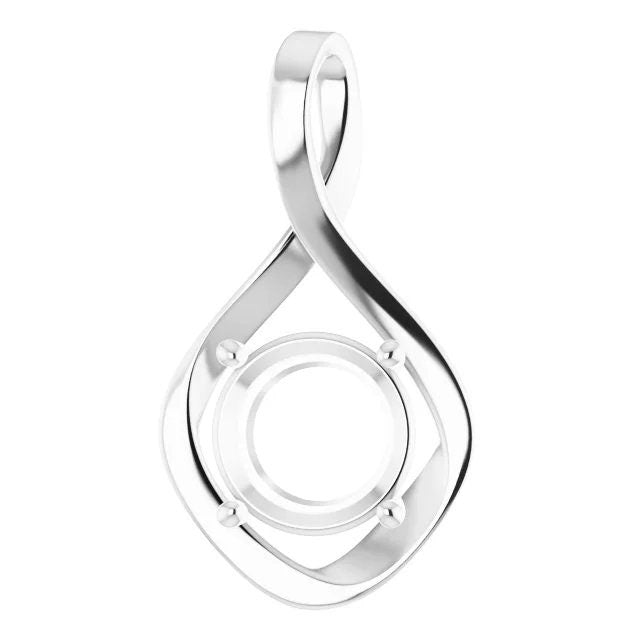 Infinity Pendant Mounting in 925 Sterling Silver, available in round or oval sizes