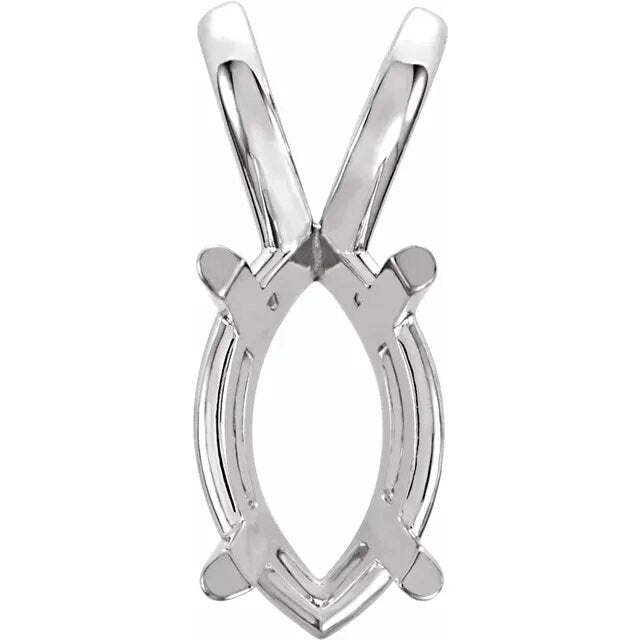 Marquise 4-Prong Pendant Mounting, Basket Setting available in Sterling Silver, or 14k Gold and W Gold, different sizes available
