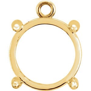 14k round dangle for cabochon stone, your choice of solid white, yellow, or rose gold. different sizes available