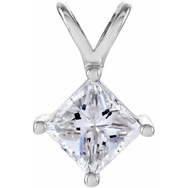 Square 4-prong basket pendant mounting, available in sterling silver, 14k yg and 14k wg, many sizes to choose