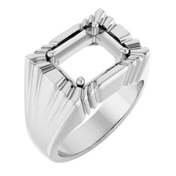 Sterling Silver Ring Mounting: Custom Gemstone Setting, Mens Size 10