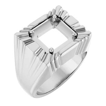 Sterling Silver Ring Mounting: Custom Gemstone Setting, Mens Size 10