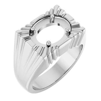Sterling Silver Ring Mounting: Custom Gemstone Setting, Mens Size 10