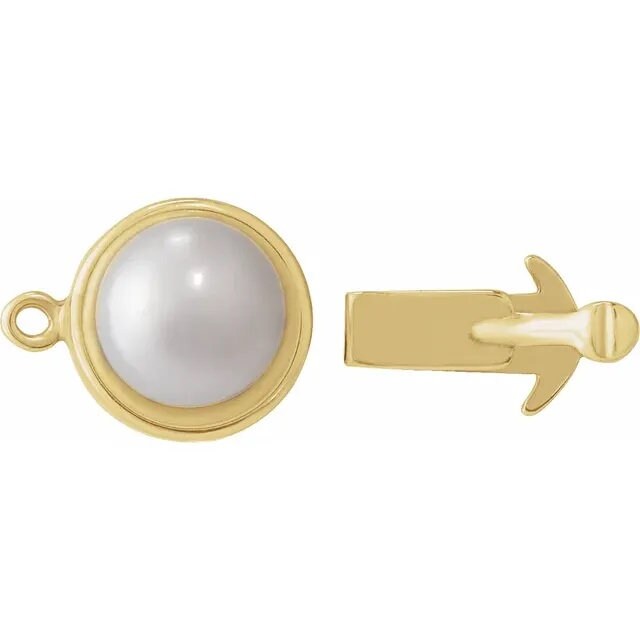Cultured White Freshwater Pearl Box Clasp, available in Sterling Silver or 14k Gold