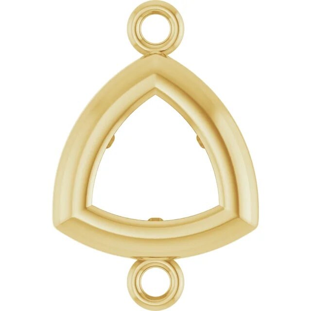 Trillion Cut Back Set Bezel Mounting in Sterling Silver or 10k Gold,