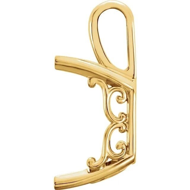 Emerald Cut 14k Gold Scroll Pendant Mounting: Vintage Inspired