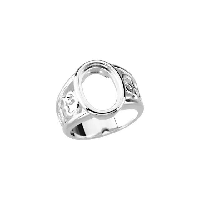 Sterling Silver 14x10 mm Oval Cabochon Ring Mounting, also custom material available