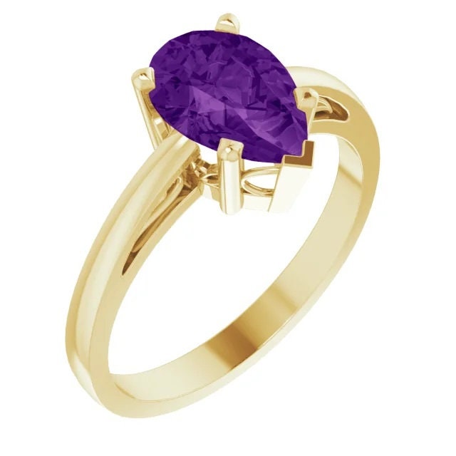 Pear 5-Prong V-End Solitaire Ring Mounting, several sizes available in 925 Sterling Silver or 14k Gold and 10k Gold