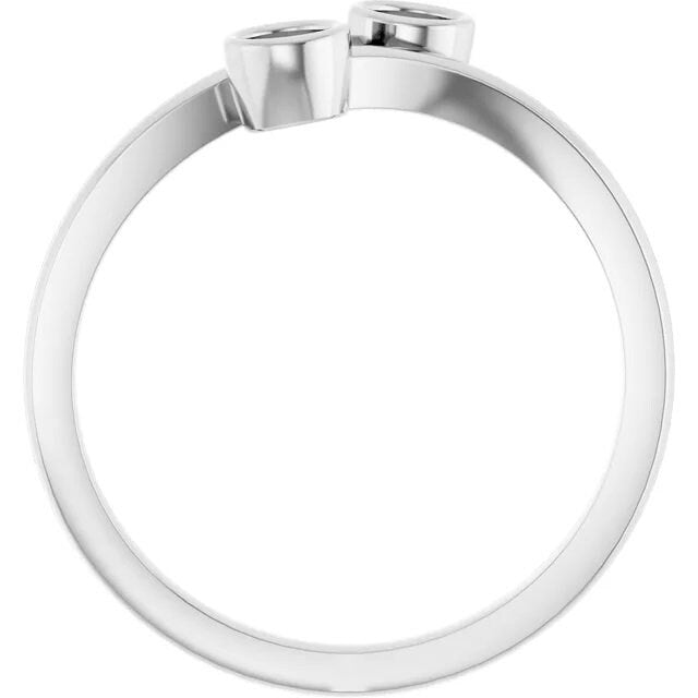 Two-Stone Bezel-Set Ring Setting | Bypass Style in Sterling Silver or 14k Gold