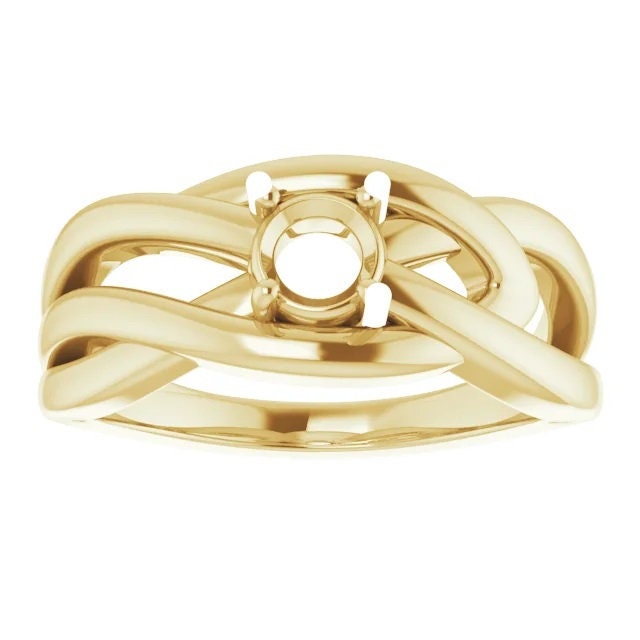 Round Solitaire Ring Mounting for 5mm gemstone, freeform ring in Sterling silver or Gold