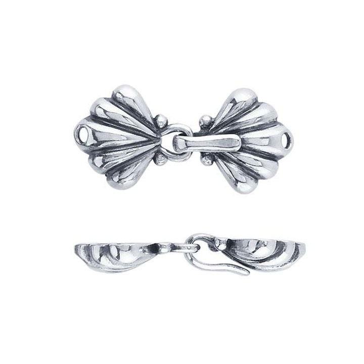 Sterling Silver 30mm Fluted Hook & Eye Clasp