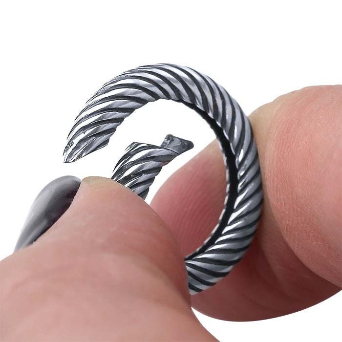 Sterling Silver Oxidized Twist Round Hinged Hook Clasp