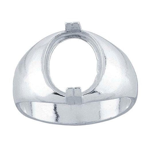 Sterling silver 12 x 10mm oval cabochon ring mounting