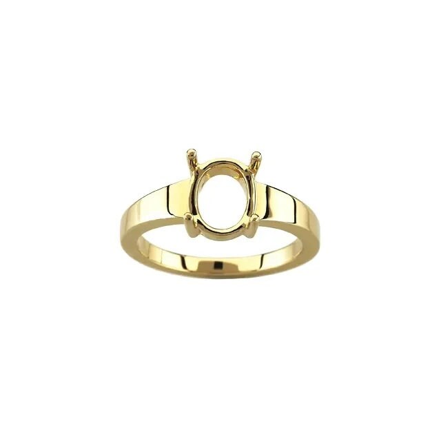 Oval Solitaire Ring Mounting in Sterling Silver or 14k Gold, Different Setting Sizes and Custom Sizes Available.
