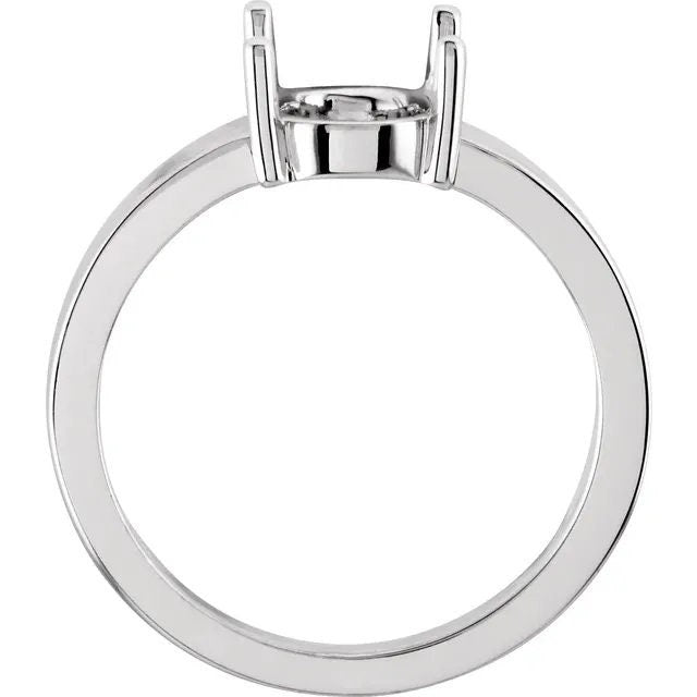 Oval Solitaire Ring Mounting in Sterling Silver or 14k Gold, Different Setting Sizes and Custom Sizes Available.
