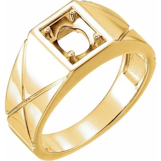 Men's 8x6 mm Oval Ring Mounting in Sterling Silver or 14k Gold