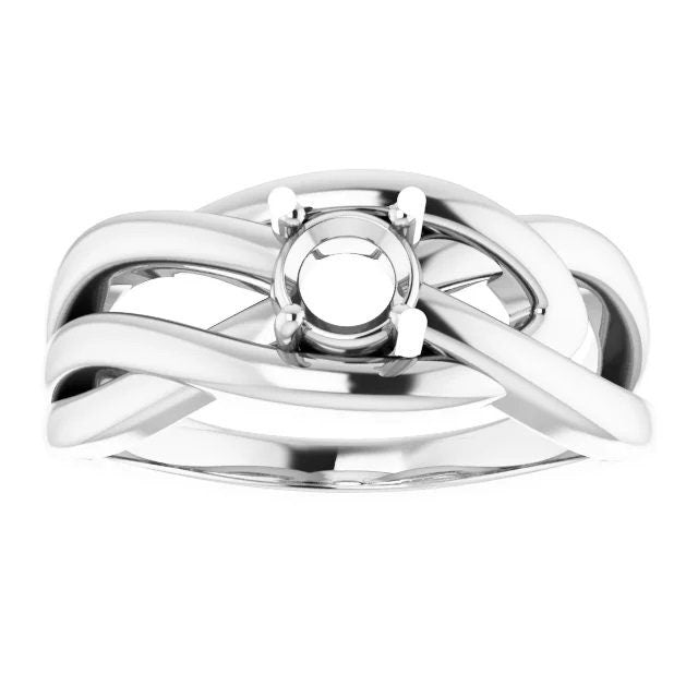 Round Solitaire Ring Mounting for 5mm gemstone, freeform ring in Sterling silver or Gold