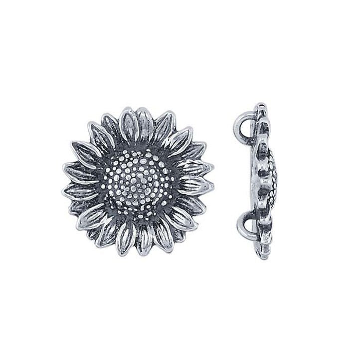 Sterling Silver Sunflower Festoon Pendant with Hidden Bails
