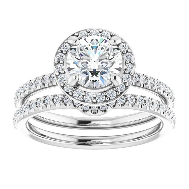 14K White Gold Round or Pear Ring Mounting, 1/5 CTW Natural Diamond Semi-Set Engagement Ring