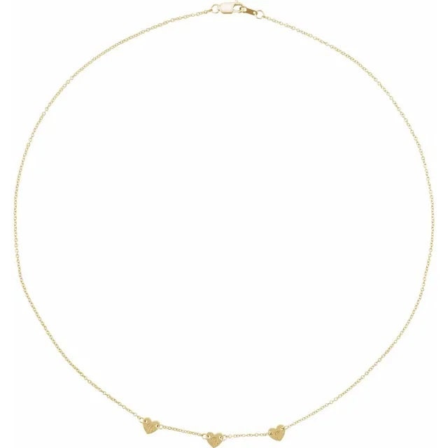 14K Yellow Heart Engravable Family 16" Necklace, choose 1 to 5 hearts