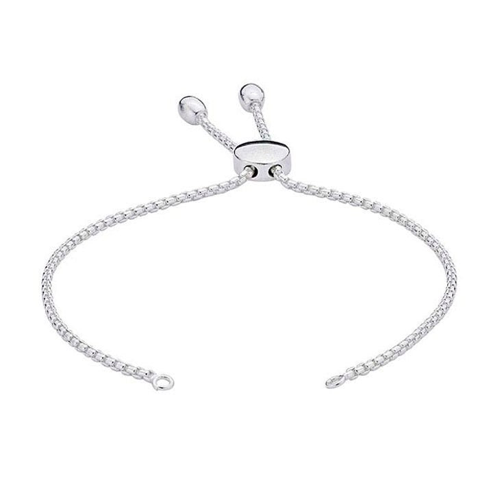 Sterling Silver 1.8mm Rounded Box Chain Bracelet Component, Adjustable
