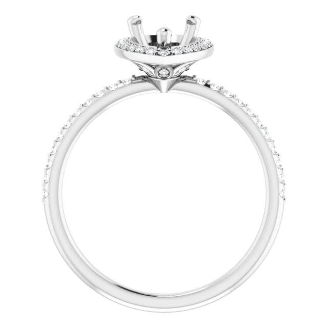 14K White Gold Round or Pear Ring Mounting, 1/5 CTW Natural Diamond Semi-Set Engagement Ring