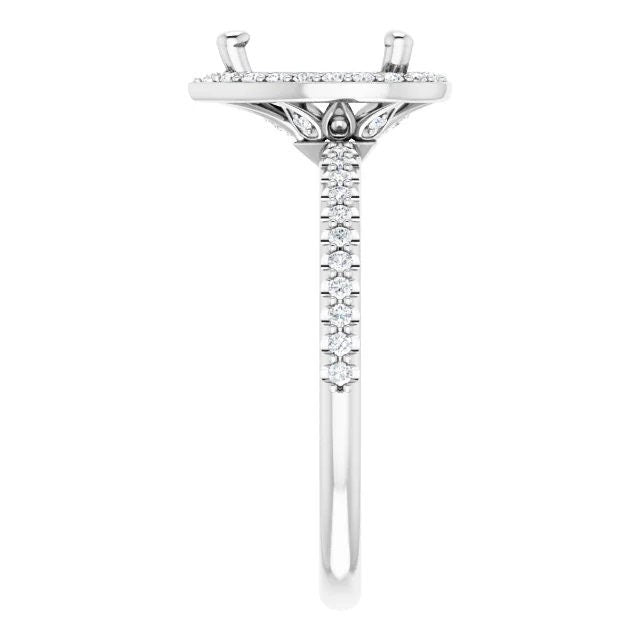14K White Gold Round or Pear Ring Mounting, 1/5 CTW Natural Diamond Semi-Set Engagement Ring